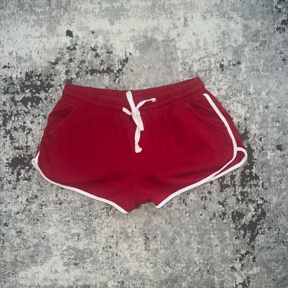 Forever 21 Red and White Athletic drawstring short shorts, size Small - Picture 1 of 6